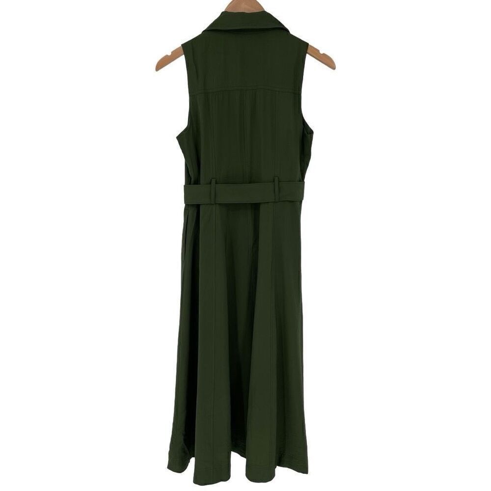 Banana Republic Factory Sleeveless Twill Wrap Maxi Dress Belted Green 6 Petite - Picture 5 of 8